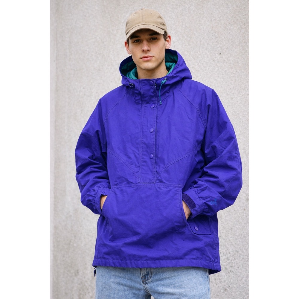 Vintage 90s East West Sports Anorak Windbreaker Purple Teal Mens M‎